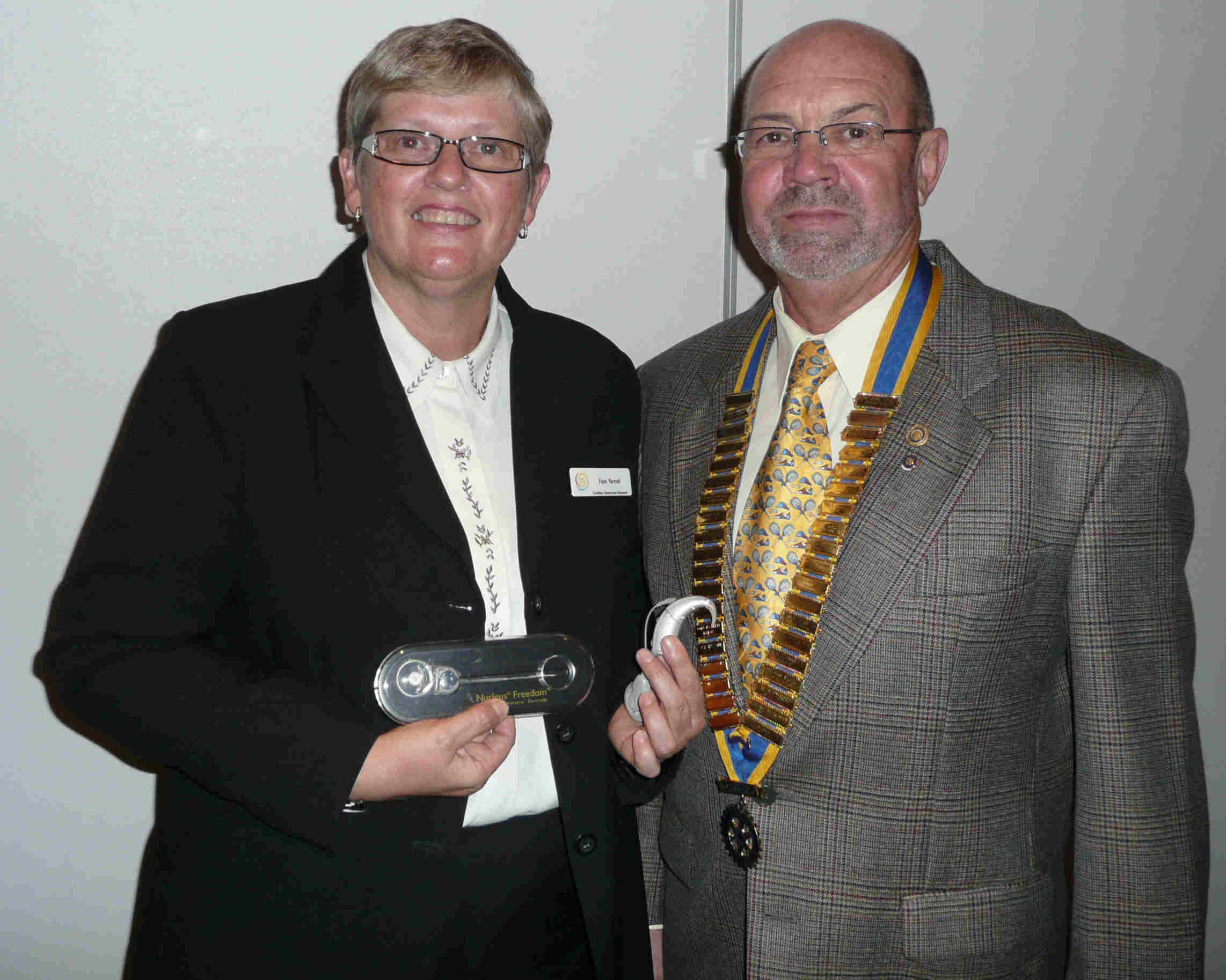 Guest Speaker Faye Yarroll and President Grahame True 