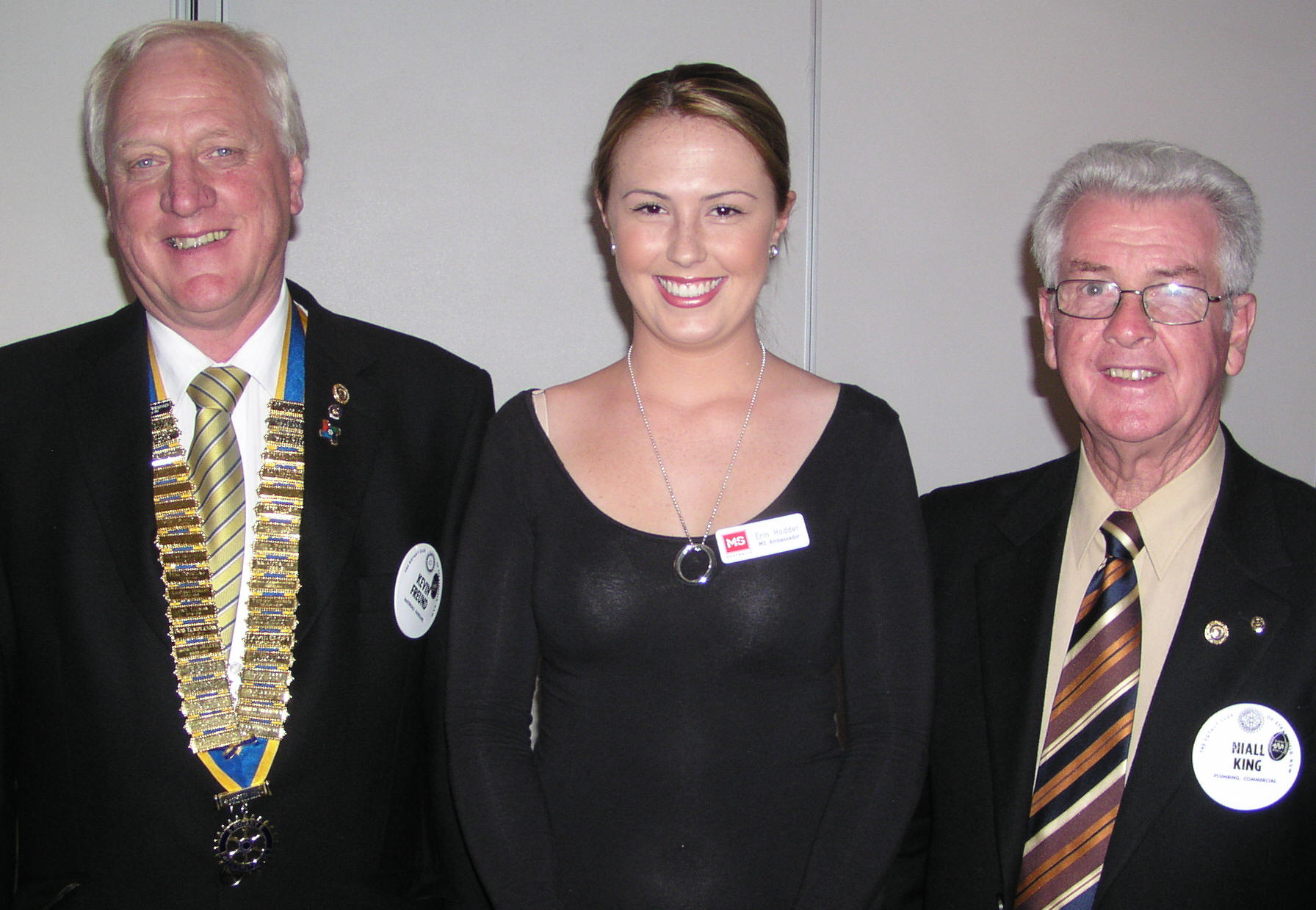 President Kevin Freund, our guest speaker MS Ambassador Erin Hodder and Rotarian Niall King